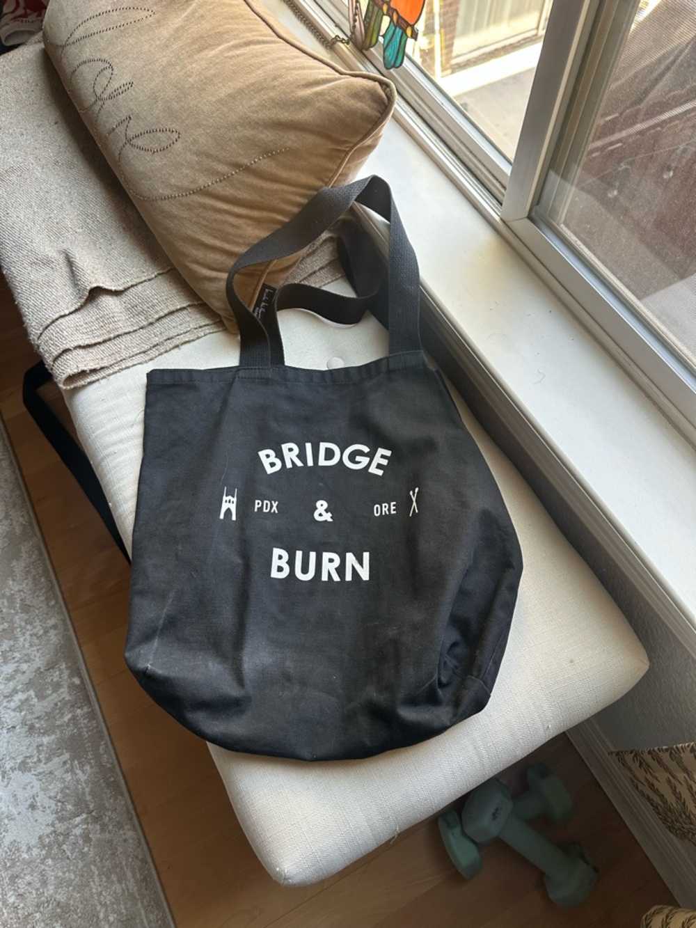 BRIDGE & BURN Black Logo Tote Bag